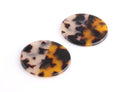 2 Two-Tone Tortoise Shell Discs 35mm, Cellulose Acetate Charms, Dual Colors Original, Resin Material, Acrylic Earring Blanks, CN191-35-2WTT