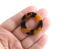 2 Round Circle Ring Dangles, Washer Charms, Acrylic Earring Drops, 4mm Thick Plastic Links, Tortoise Shell Jewelry Components, RG077-35-TT