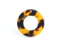 2 Round Circle Ring Dangles, Washer Charms, Acrylic Earring Drops, 4mm Thick Plastic Links, Tortoise Shell Jewelry Components, RG077-35-TT