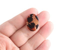 4 Animal Print Beads, Oval Charms, African Safari Pattern, Brown Leopard Print Jewelry, Acrylic Earring Blanks, VG046-23-LP04