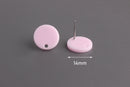 4 Soft Pink Acrylic Stud Earring Blanks, Round Circle Blanks 1mm Hole, Post Ear Stud Components, Light Pastel Pink Dot Studs, EAR076-14-PK11