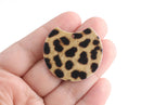2 Light Brown Leopard Print Beads, Cheetah Print Pendants, Fashion Bead Charms, Printed Acrylic Blanks, Lucite Jewelry Supply, CN196-37-LP01