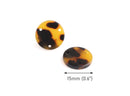 4 Tortoise Shell Links, 3 Hole Bead, Y Necklace Connector Charms Multi Hole Triple, 0.5" Inch Discs Bracelet, Flat Round Circle, CN226-15-TT