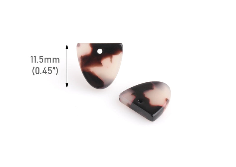 4 Mini Half Circle Charms, Blonde Tortoise Shell, Eco Friendly Acetate, 11.5 x 11.5mm