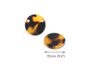 4 Round Circle Connectors 15mm, 2 Hole Connector Charms, Tokyo Tortoise Shell Link Two Hole Disc Pendant, Cut Out Shape Acrylic, CN228-15-TT