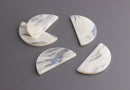 2 Northern Lights Half Moon Blanks, 37mm Half Circle, Cream Tortoise Shell Acrylic Blanks, Lucite Charms, White AB Beads, CN230-37-W02