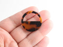 4 Dark Tortoise Shell Drops, Laser Cut Acrylic Shape, Half Circle Earring Parts, Faux Tortoiseshell Charms, Open Circle Cut Out, CN197-28-TT