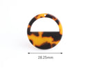 4 Dark Tortoise Shell Drops, Laser Cut Acrylic Shape, Half Circle Earring Parts, Faux Tortoiseshell Charms, Open Circle Cut Out, CN197-28-TT