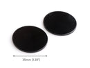 4 Large Round Blank Pendants, Black, Acrylic, 35mm