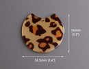 2 Leopard Print Charms, 37x34mm, Acrylic Earring Blanks, Animal Print Beads, Plastic Laser Cut Shapes, Large Necklace Pendant, CN234-37-LP05