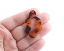 4 Freeform Pendants, Organic Shape, Orange and Red Tortoise Shell, Cellulose Acetate, 41.25 x 25.5mm