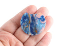 2 Half Circle Earring Findings in Blue Pink Marble, Acrylic Pour Jewelry, Mismatched Earring Components, Marbled Resin Beads, CN204-36-IM04