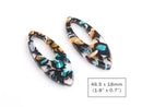 2 Dagger Beads, 46.5 x 18mm, Laser Cut Acrylic Shapes, Tortoise Shell Acetate Charms, Colorful Resin Pendant, Marquise Shaped, TD054-46-MC08