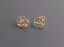 4 Clear Acrylic Earring Parts with Gold Foil Flakes, 15mm Small Round Circle, Dot Stud Earring with Post DIY, 1/2" Inch, EAR077-14-CGF