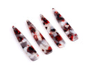 4 Teardrop Earring Charms, 54x11mm, Red Tortoise Shell Jewelry Supply, Brown White Acetate Charms, Multicolored Resin Pendant, TD055-54-RD03