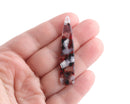 4 Teardrop Earring Charms, 54x11mm, Red Tortoise Shell Jewelry Supply, Brown White Acetate Charms, Multicolored Resin Pendant, TD055-54-RD03
