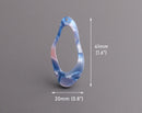 4 Pearlescent Blue Organic Shapes, 41x30mm, Freeform Pendant, Acetate Earring Charms, Connector Rings, Tortoiseshell Pendant, VG048-41-U14