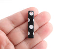 4 Rectangle Bar Charms, White and Black Polka Dots, Cellulose Acetate, 36 x 7.5mm