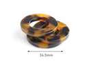 2 Round Circle Ring Dangles, Washer Charms, Acrylic Earring Drops, 4mm Thick Plastic Links, Tortoise Shell Jewelry Components, RG077-35-TT
