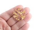 4 Gold Flake Resin Pendants, 30mm Diameter, Transparent Round Pendant, Gold Flecks, Clear Acrylic Bead, Flat Circle Disc Charm, CN242-30-CGF