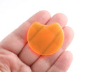2 Orange Neon Earring Parts, 36 x 32.5mm Large Half Moon Pendant, Half Circle Charm, Transparent Orange Acrylic Earring Blank, CN243-36-OG04