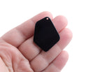 2 Geometric Pendants in Solid Black, Diamond Shaped, Acrylic, 37.5 x 28mm