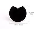2 Black Half Circle Beads, 37x33.5mm, Monogram Beads for Vinyl, Geometric Pendant, Flat Round Disc Charms, 1.5" Inch Circle, CN244-37-BK04