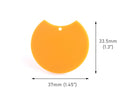 2 Butterscotch Orange Half Moon Charms, 37 x 33.5mm, Colored Acrylic Blanks for Vinyl, Mustard Yellow Beads, CN246-37-OG01