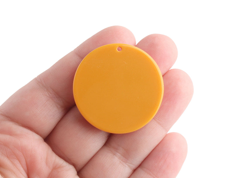 4 Butterscotch Orange XL Circle Blanks, 35mm, Huge Disc Pendant, Wedding Name Cards for Stickers, Opaque Mustard Yellow Beads, CN248-35-OG01