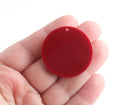 4 Maroon Red Circle Pendants, Acrylic, 35mm