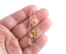 4 Teardrop Earring Charms with Gold Foil Flakes, 2" Teardrop Findings, Laser Cut Acrylic Glass, Long Resin Pendant Gold Flecks, TD057-54-CGF