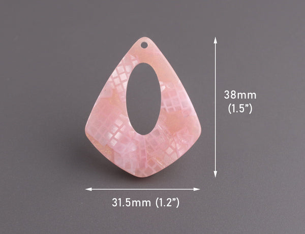 4 Pink Snakeskin Charms, 1.5" Inch, Pastel Charms, Teardrop Findings, Pair of Earring Charms, Gold Glitter Charm, Python Skin, TD059-38-PK12