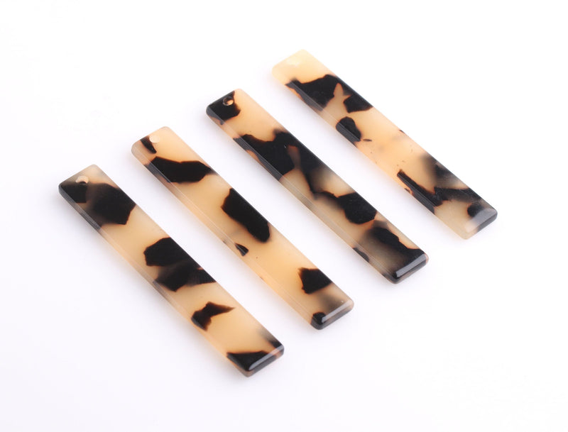 4 Blonde Tortoise Shell Beads, 53 x 8.5 mm, Vertical Bar Pendant, Acetate Resin Pendant, Faux Turtle Shell Jewelry Supply, BAR051-53-BT