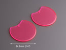 2 Neon Pink Half Circles, 1.4" Inch, Transparent Pink Acrylic Blanks, Necklace Geometric Charms, Monogram Blanks for Vinyl, CN250-36-PK13