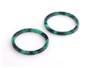 2 Green Tortoise Shell Ring Connector Links, No Holes, Plastic O Ring, Cellulose Acetate, 33mm