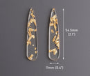 4 Teardrop Earring Charms with Gold Foil Flakes, 2" Teardrop Findings, Laser Cut Acrylic Glass, Long Resin Pendant Gold Flecks, TD057-54-CGF