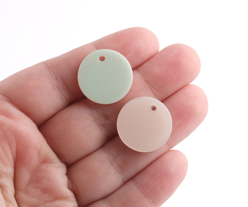 4 Two Sided Pastel Charms, 20mm, Cellulose Acetate Charms, Coin Shape, Light Mint Green Beads, Acrylic Earring Blank Circle, CN252-20-2NPK