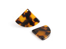 4 Small Wedge Beads in Tortoise Shell, Quarter Circle, Fan Shape Charms, Acetate, 29 x 21.75mm