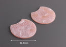 2 Light Pink Snakeskin Half Circles, Crocodile Pattern, Animal Print Bead, Shimmer Glitter Acrylic Blank, DIY Jewelry Supplies, CN209-37-PK12