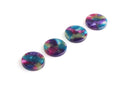 4 Round Earring Blanks 15mm, Purple Green Turquoise, Craft Jewelry Supplies, Geometric Charms, Tortoise Shell Pattern Bead, CN211-15-GXY2