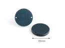 4 Marine Blue Circle Connectors, Two Holes, Cellulose Acetate, 22mm