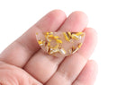 2 Semi Circle Pendants, Translucent Yellow Tortoise Shell, Cellulose Acetate, 37 x 18mm