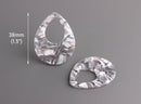 4 Dove Grey Tortoise Shell Earring Components, Resin Pendants, Dangle Drop Beads, Open Teardrop Charm, Acrylic Earring Blanks, TD053-38-GY01