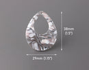 4 Dove Grey Tortoise Shell Earring Components, Resin Pendants, Dangle Drop Beads, Open Teardrop Charm, Acrylic Earring Blanks, TD053-38-GY01