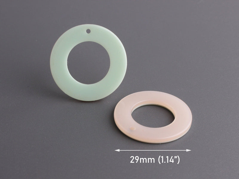 2 Infinity Circle Rings, Layered Resin Pendant, Round Washers, Small Circle Loops, Pink Green Pastel Bead Drops, DIY Findings, RG081-29-2NPK