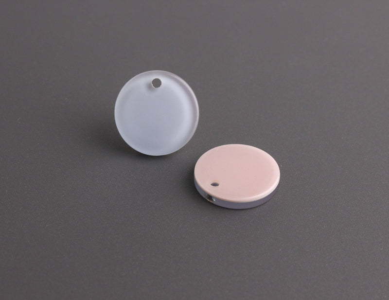 4 Small Circle Discs, 15mm, Baby Blue Light Pink, 0.5" Inch Round Charms, Gender Reveal Jewelry Findings, Layer Resin Charms, CN220-15-2UPK
