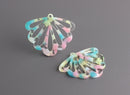2 Woodland Fairy Wing Charms, Spring Colors of Clear, Pink, Blue and Green, Great for Ear Jackets, Acetate, 35.5 x 30mm