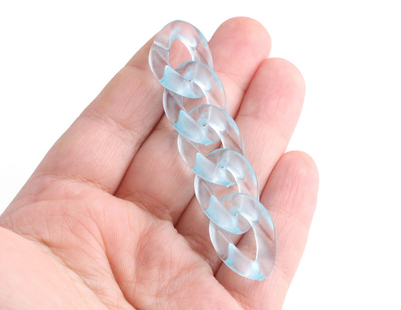 1ft Acrylic Chain Links in Sky Blue, 23mm, Transparent Lucite, Unfinished Chain