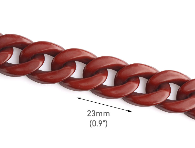 1ft Milk Chocolate Chain Links, 23mm, Acrylic, Replacement for Purse Straps