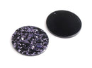 4 Large Acrylic Pendants with Purple Glitter, 1.4" Inch, Black Circle 35mm, Monogram Blanks, Tortoise Shell Supply Findings, CN257-35-BKPF